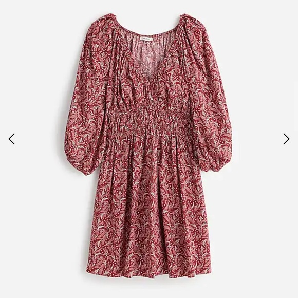 Puff-Sleeve V-Neck Mini Dress in Paisley Floral - Picture 6 of 8